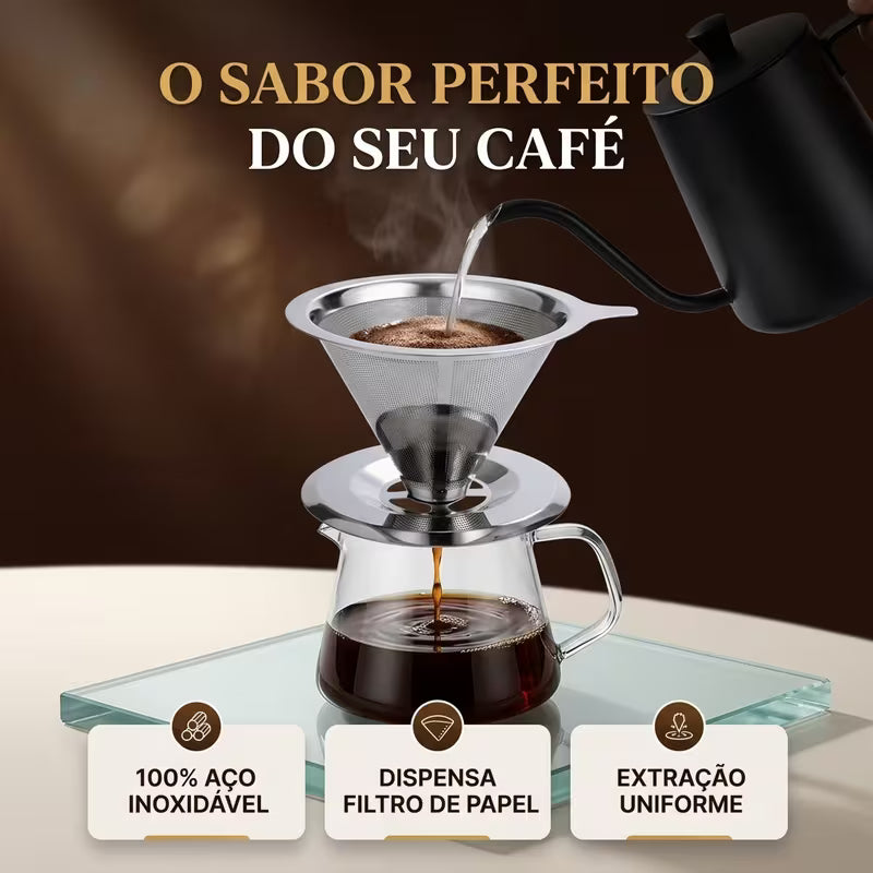 Coador de Café Inox 304 Reutilizável Pour Over | Sem Filtro de Papel – Cafetto