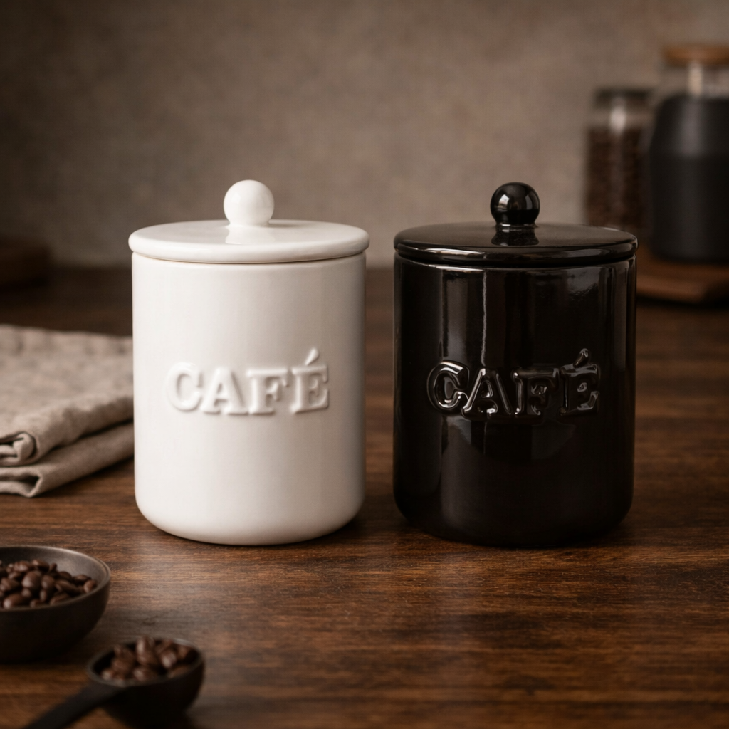 Pote de Cerâmica Cafetto® – Charme e Organização Elegante