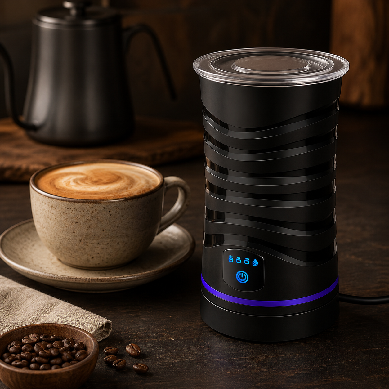 Espumador de Leite Elétrico 4 Funções 600ml | Latte & Cappuccino Cafetto