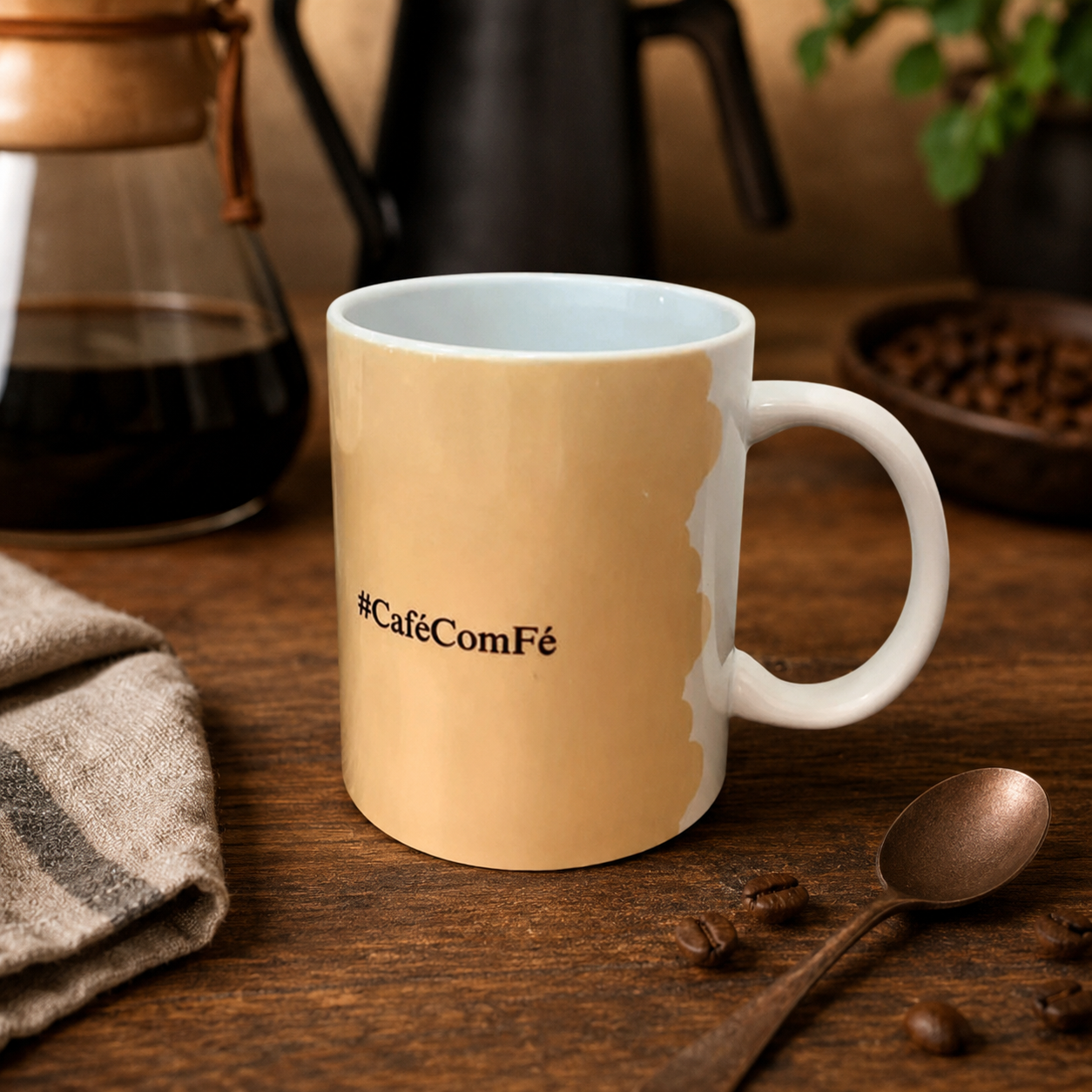 Caneca Café com Fé com QR Code | Versículos Bíblicos Diários – Cafetto
