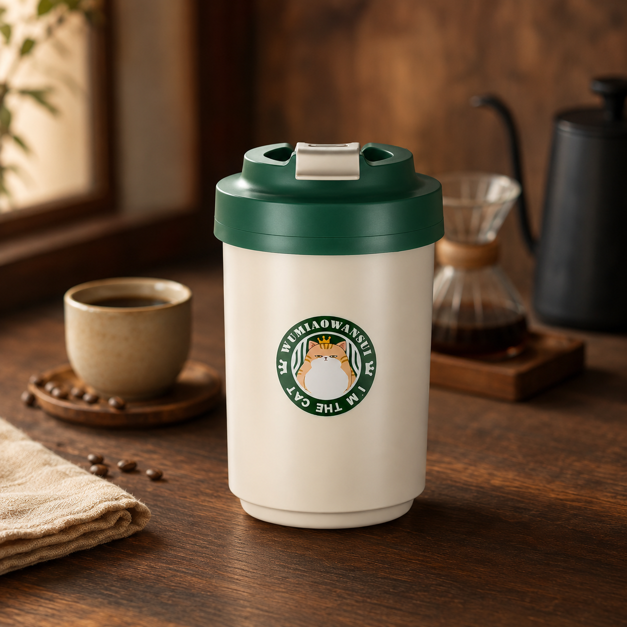 Caneca Térmica Inox 480ml Cafetto – Copo a Vácuo c/ Tampa p/ Café, Chá e Escritório
