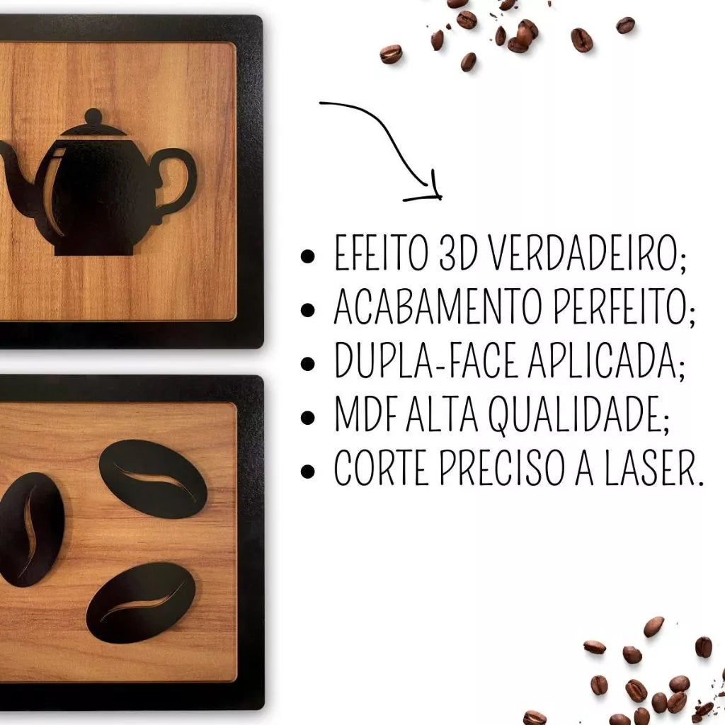 Kit Quadros 3D Cafetto® – Decoração e Personalidade no Café