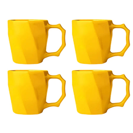 Kit 4 Canecas Cayan 260ml Cerâmica Premium | Design Geométrico Colorido – Cafetto