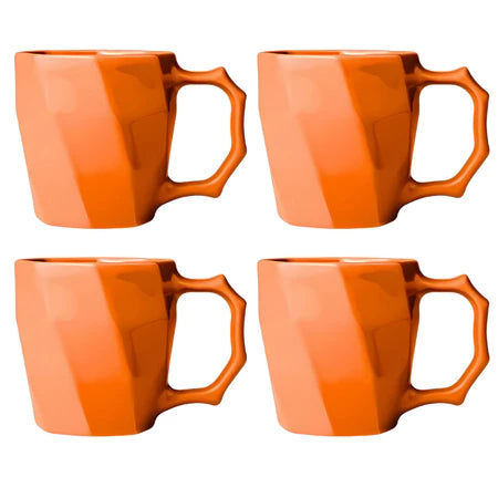 Kit 4 Canecas Cayan 260ml Cerâmica Premium | Design Geométrico Colorido – Cafetto
