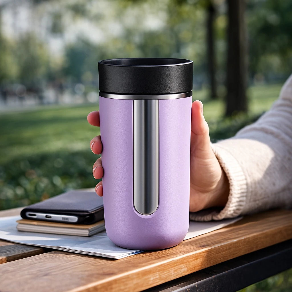 Copo Térmico Inox 350ml com Tampa Antivazamento | Parede Dupla Quente e Frio – Cafetto