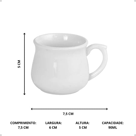 Jogo 6 Xícaras Porcelana 150ml Cafetto + Pires de Bambu – Elegante e Completo