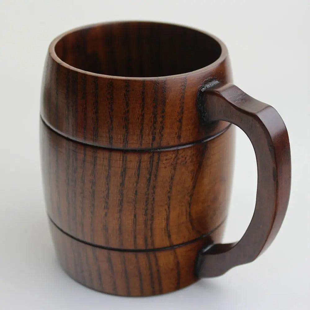 Caneca de Madeira Artesanal 400ml | Estilo Rústico Premium Cafetto
