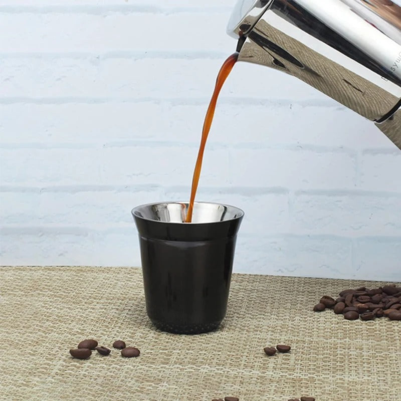 Xícara Inox Dupla 80ml Cafetto – Copo Térmico Portátil p/ Espresso, Café e Drinks