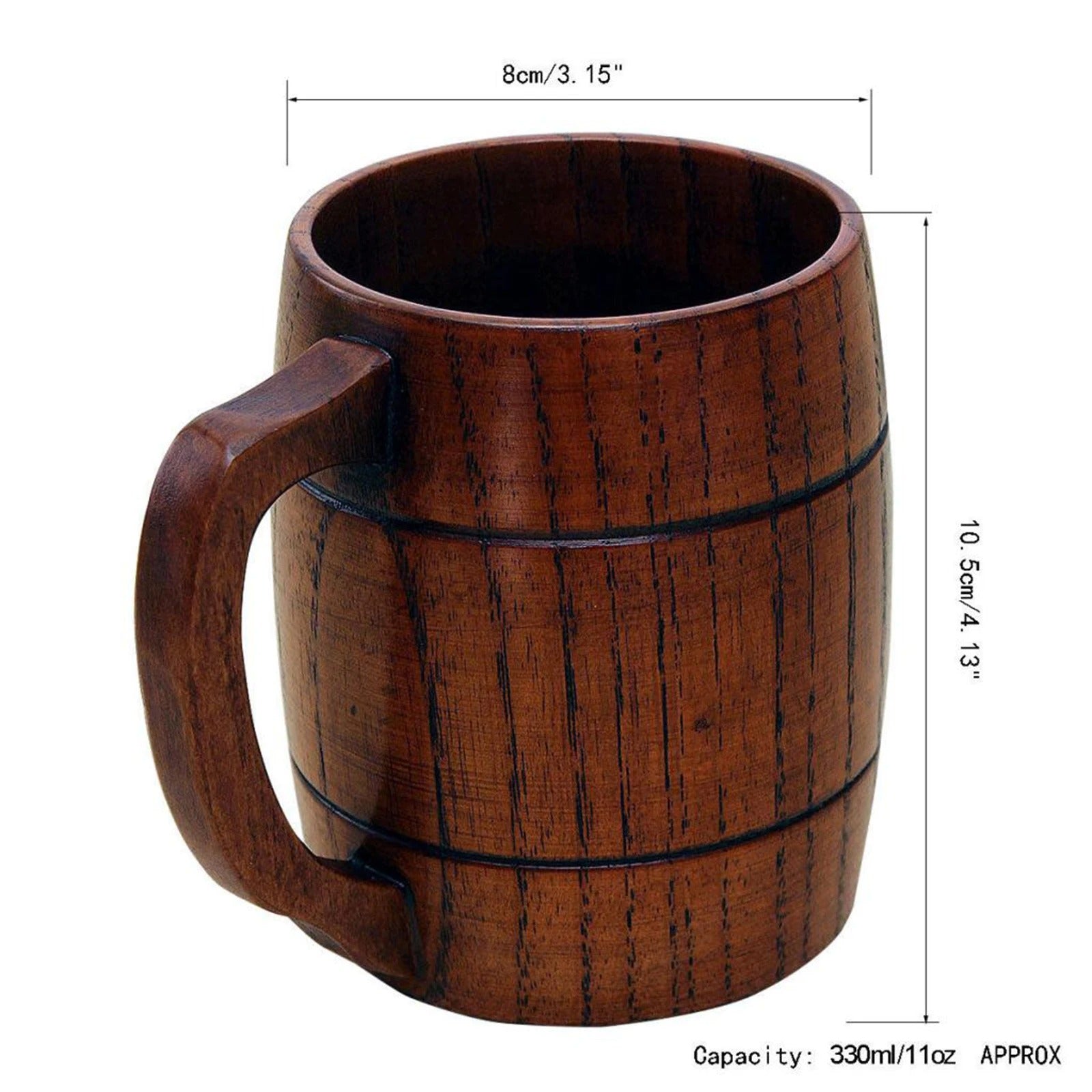 Caneca de Madeira Artesanal 400ml | Estilo Rústico Premium Cafetto