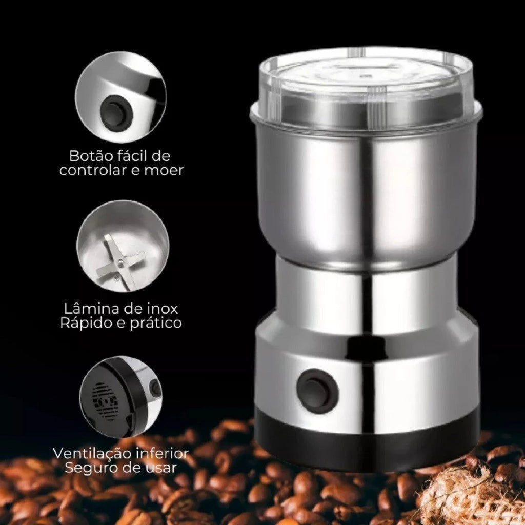 Moedor Elétrico de Café Inox Multifuncional 150W | Grãos e Especiarias Cafetto