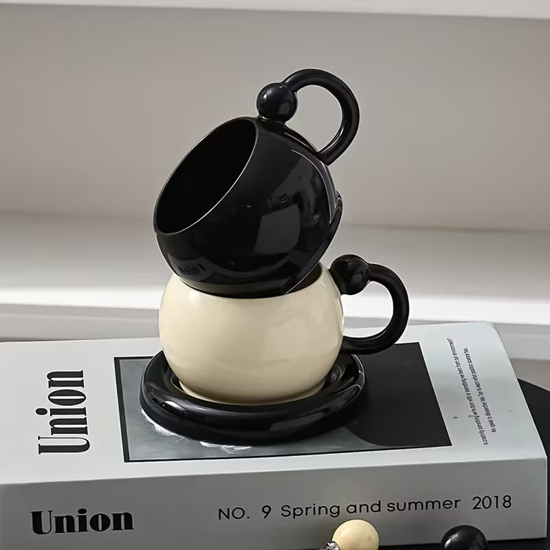 Conjunto 2 Xícaras 180ml com Pires e Colher | Cerâmica Minimalista – Cafetto