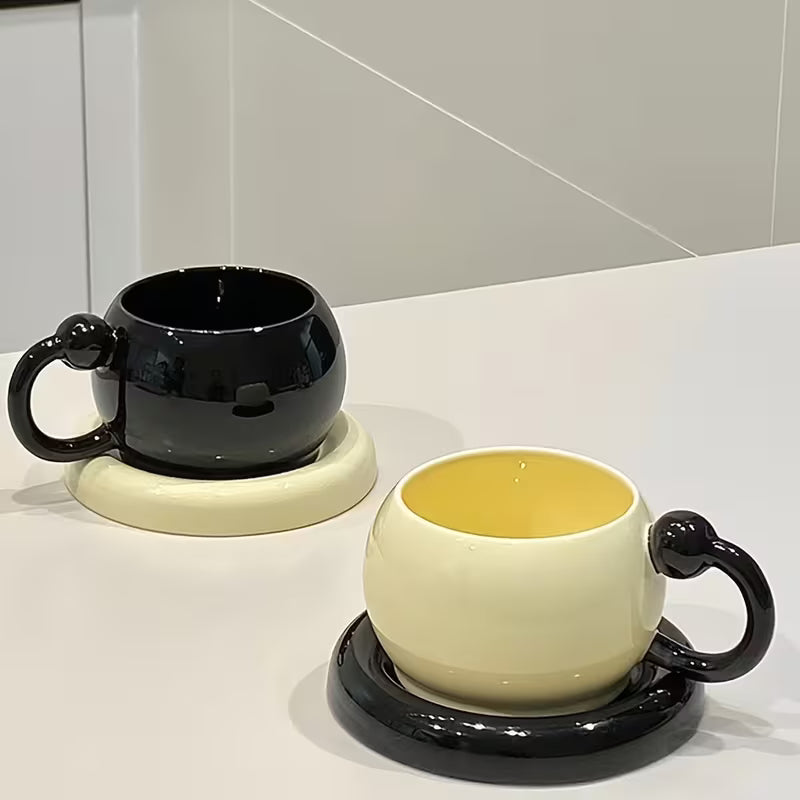 Conjunto 2 Xícaras 180ml com Pires e Colher | Cerâmica Minimalista – Cafetto