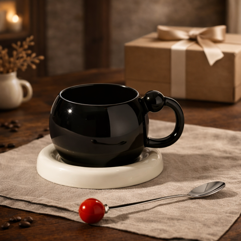 Conjunto 2 Xícaras 180ml com Pires e Colher | Cerâmica Minimalista – Cafetto