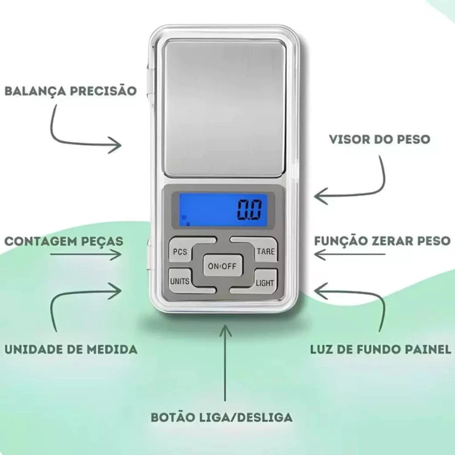 Mini Balança Digital Cafetto® – Precisão e Controle Total