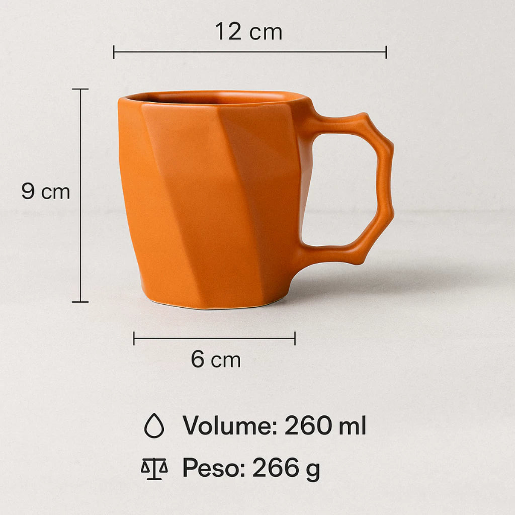 Kit 4 Canecas Cayan 260ml Cerâmica Premium | Design Geométrico Colorido – Cafetto