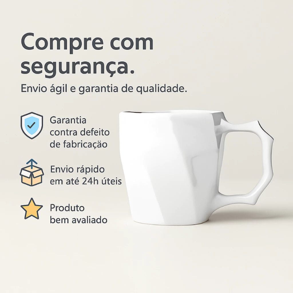 Kit 4 Canecas Cayan 260ml Cerâmica Premium | Design Geométrico Colorido – Cafetto