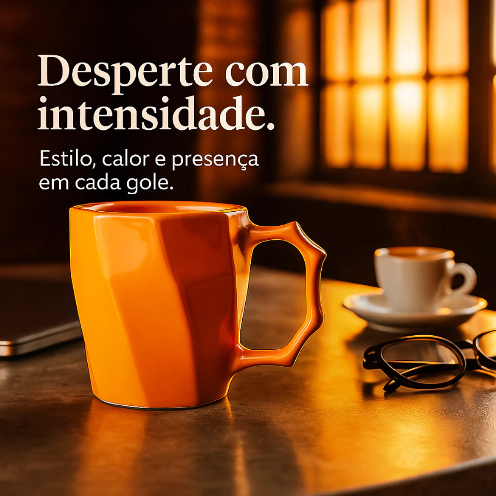 Kit 4 Canecas Cayan 260ml Cerâmica Premium | Design Geométrico Colorido – Cafetto
