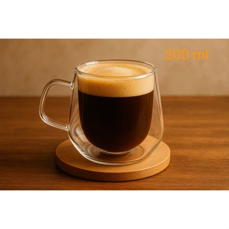 Xícara Vidro Duplo 200ml Cafetto – Térmica, Resistente e Elegante
