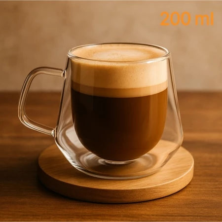 Xícara Vidro Duplo 200ml Cafetto – Térmica, Resistente e Elegante
