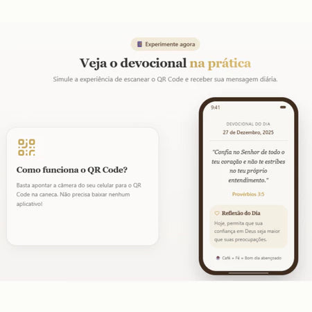 Caneca Café com Fé com QR Code | Versículos Bíblicos Diários – Cafetto