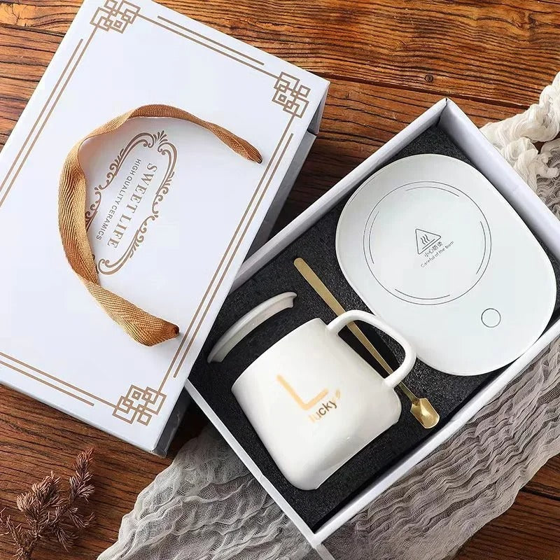 Caneca Térmica Elétrica USB 55°C com Colher | Aquecimento Inteligente – Cafetto