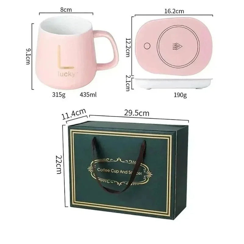 Caneca Térmica Elétrica USB 55°C com Colher | Aquecimento Inteligente – Cafetto