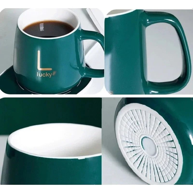 Caneca Térmica Elétrica USB 55°C com Colher | Aquecimento Inteligente – Cafetto
