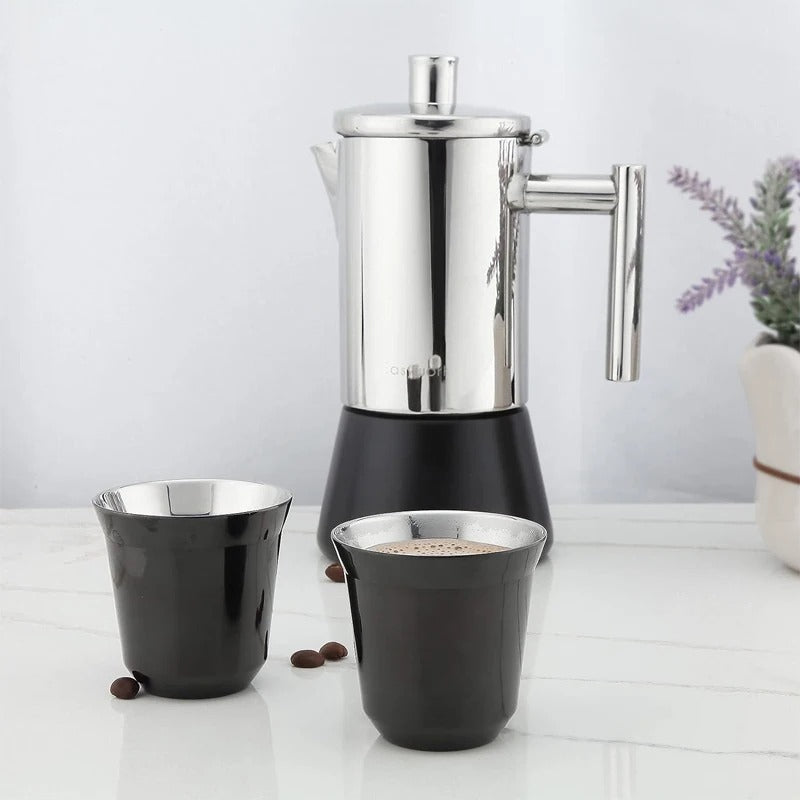 Xícara Inox Dupla 80ml Cafetto – Copo Térmico Portátil p/ Espresso, Café e Drinks