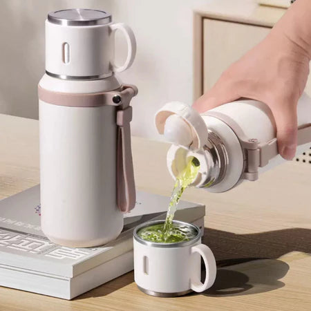 Copo Térmico 600ml Inox 316 2 em 1 com Tampa | Portátil Quente e Frio – Cafetto