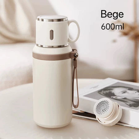 Copo Térmico 600ml Inox 316 2 em 1 com Tampa | Portátil Quente e Frio – Cafetto