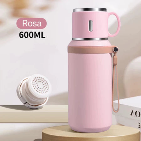 Copo Térmico 600ml Inox 316 2 em 1 com Tampa | Portátil Quente e Frio – Cafetto