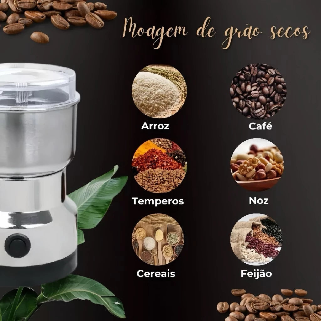 Moedor Elétrico de Café Inox Multifuncional 150W | Grãos e Especiarias Cafetto